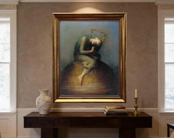 Hope by George Frederic Watts – Vintage Golden Frame and Brush Strokes
