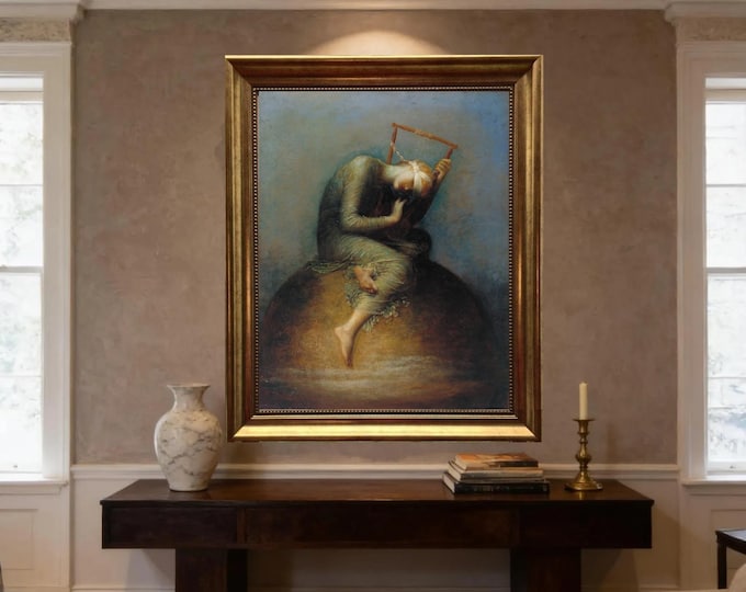 Hope by George Frederic Watts – Vintage Golden Frame and Brush Strokes