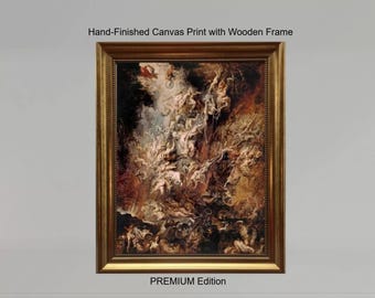 Fall of the Damned, Rubens, 3D Hand-Finished Canvas Print, Vintage Gold Frame, Baroque wall art