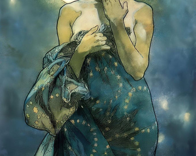 Alphonse Mucha 'The Moon' Art Nouveau Print – Giclee Paper or Canvas