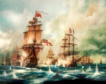 Battle of Trafalgar by Robert Zietara, Giclee Print, Sailing Ship Wall Art