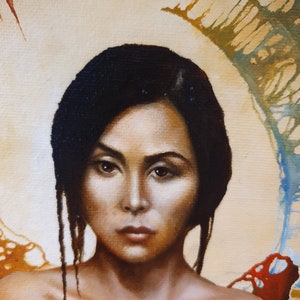 NUDE JAPANESE Samurai WOMAN, Fine Art Print of Original Oil Painting