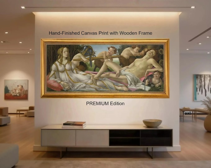 Venus and Mars by Botticelli Framed Canvas Print: Hand-Finished Brush strokes