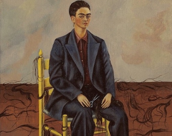 Frida Kahlo Self-Portrait Art Print, Cropped Hair, Giclee Canvas or Paper