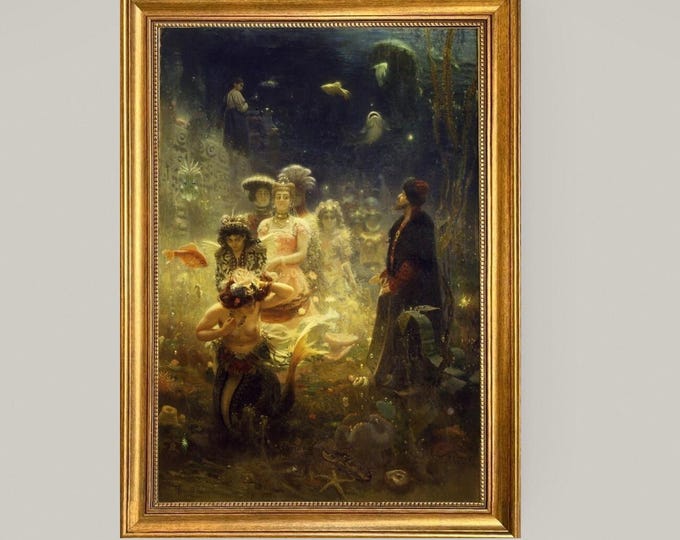 Ilya Repin - Sadko (1876) Vintage Golden Frame and Brush Strokes