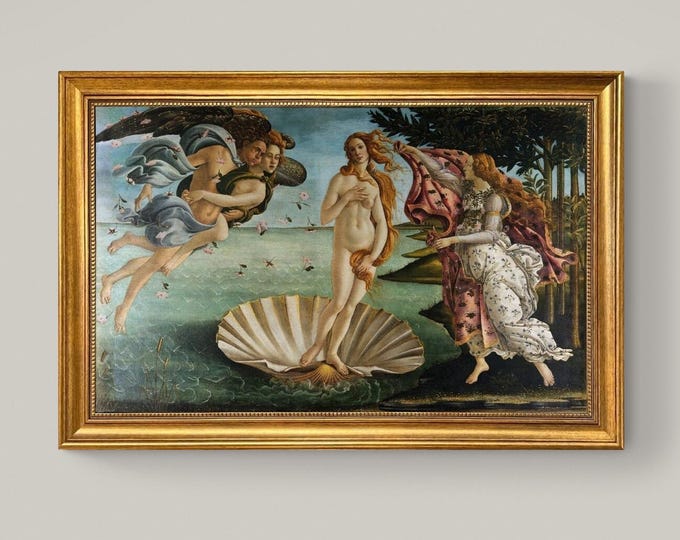 Botticelli's Birth of Venus Framed Canvas Print: Hand-Finished Brush strokes