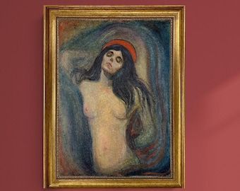 Edvard Munch Madonna Giclée Canvas Print with Brush Stroke Texture and Vintage Gold Frame