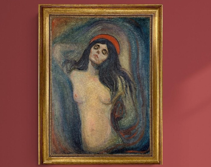 Edvard Munch Madonna Giclée Canvas Print with Brush Stroke Texture and Vintage Gold Frame