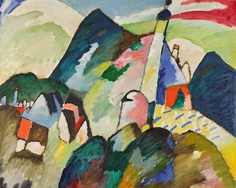Kandinsky Abstract Art Print: Murnau mit Kirche II, Giclee Reproduction