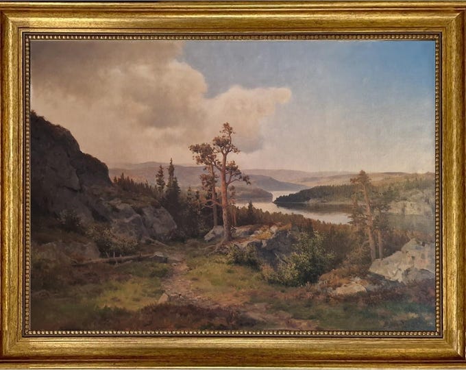 Original Oil Painting on Canvas | Timeless Landscape by Norwegian Artist Bjørn Petter Berntzen | Vintage Framed Fine Art for Elegant Decor