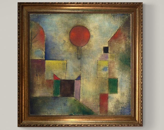 Paul Klee 'Red Balloon' Canvas Print, Vintage Gold Frame, Brush Strokes