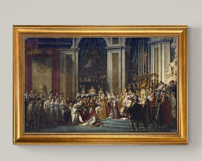 The Coronation of Napoleon Canvas Print: Jacques-Louis David, Vintage Gold Frame, Brush Stroke