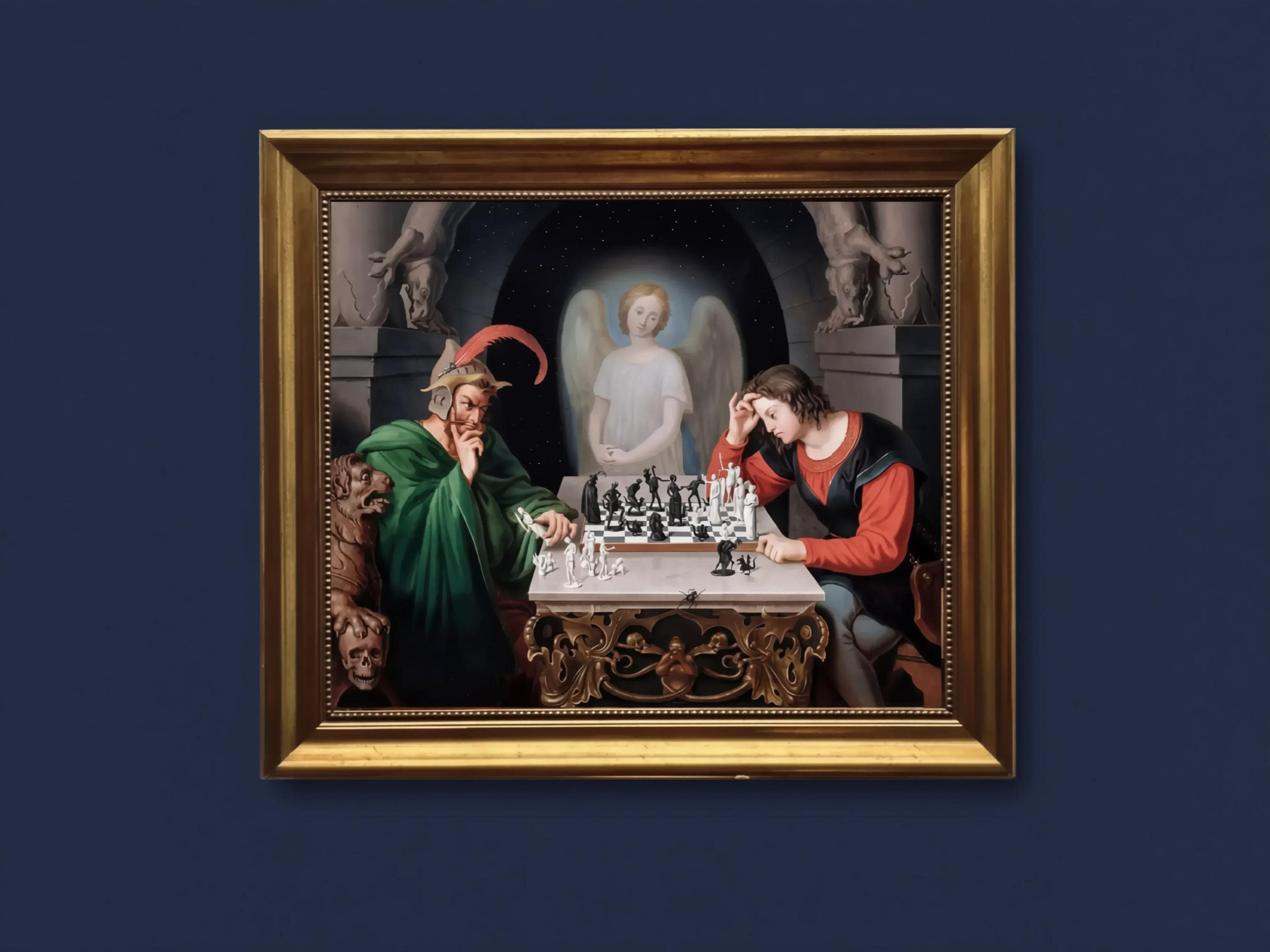 その他 Golden Checkmate (85) Checkmate Painting by Moritz Retzsch (1831), Canvas Print With