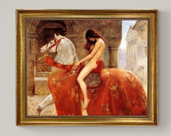 Lady Godiva by John Collier | Classic Masterpiece | Framed Premium Reproduction Print on canvas with brush strokes | looks like original art