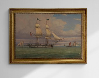 William Clark 'Norval' Ship Canvas Print with Vintage Golden Frame