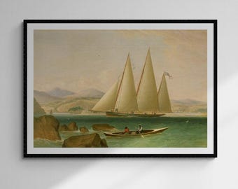 Bermuda Schooner Yacht Offshore by John Lynn Fineart print on heavyweight paper, museum quality seascape wallart home decore with sail boats