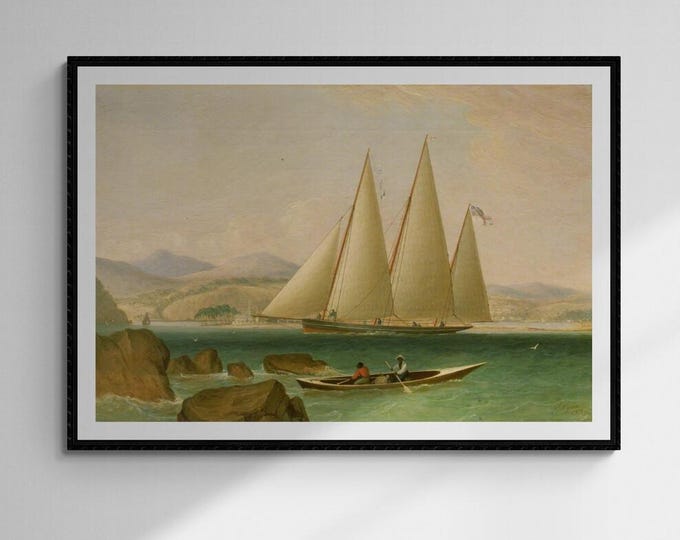 Bermuda Schooner Yacht Offshore by John Lynn Fineart print on heavyweight paper, museum quality seascape wallart home decore with sail boats