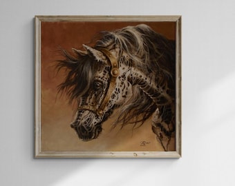 Horse Wall Art, Vintage Horse Print of Original Oil Painting, FineArt Print on Heavyweight canvas, Modern Home Decor & Gift for Horse Lovers