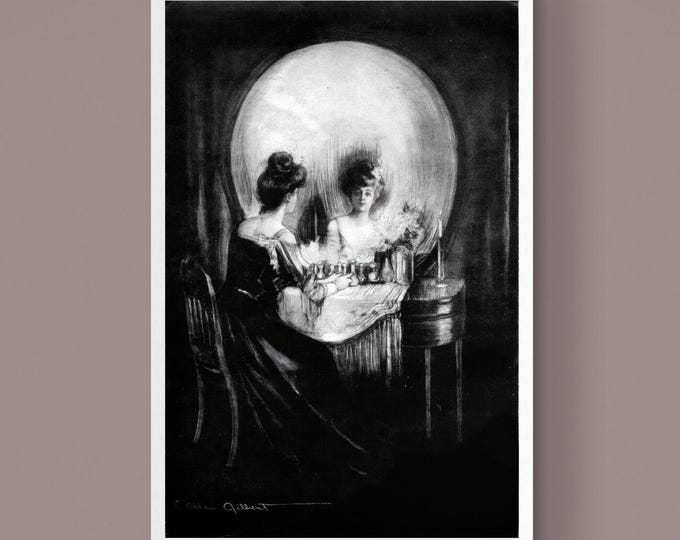 All is Vanity by Charles Allan Gilbert, Canvas Art Print, Brush Strokes, Floating Frame