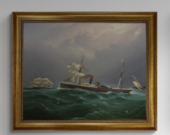 Buttersworth San Salvadore Ship Painting, Framed Canvas Art Print