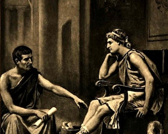 Aristotle Tutoring Alexander the Great by Jan Leon Gerome Ferris, Premium Reproduction Print on Heavyweight paper/ real art canvas or poster