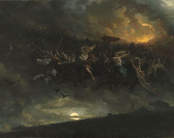 The Wild Hunt of Odin Art Print: Hand-Finished Brushstrokes Canvas