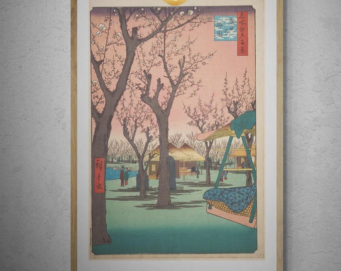 Serene Beauty Utagawa Hiroshige - Plum Garden at Kamata (1857) | Fine Art Print | Art Paper, Canvas & 3D Hand Finished Premium Texture Print