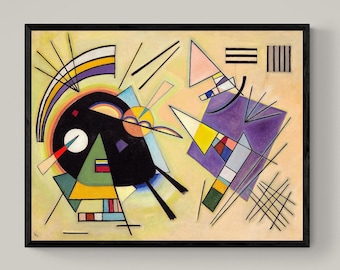 Kandinsky Black and Violet Canvas Print: 3D Brushstroke Texture, Ready to Hang