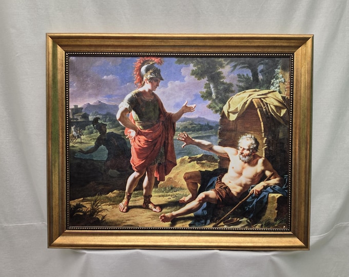 Alexander and Diogenes Canvas Print | Gold Frame, Brush Strokes