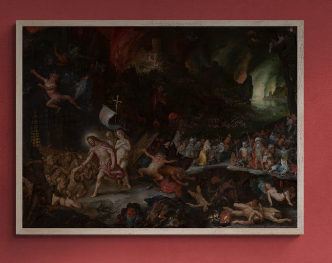 Christ in Limbo by Jan Brueghel, XXL printing Canvas, 3D Finished Premium Texture Print with brush stroke looks like original oil painting.