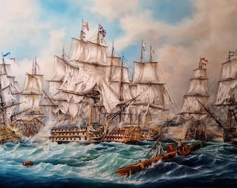 HMS Victory, Battle of Trafalgar Giclée Print, Tall Ship Art