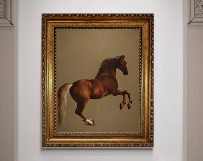 Whistlejacket by George Stubbs • Textured Canvas Print • Vintage Gold Frame Wall Art