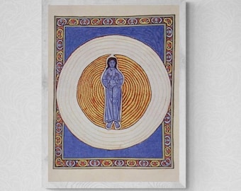 Saint Hildegard of Bingen Art Print: Illuminated Manuscript, Catholic Spiritual Masterpiece