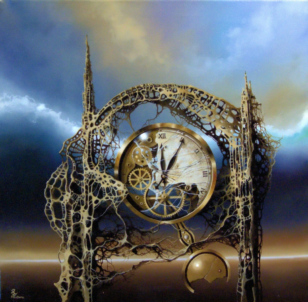 Timegate Decor Time Gate Surreal Clock Giclée Canvas Print | Modern Home Decor - Etsy