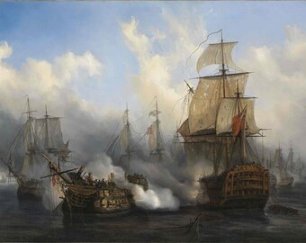 Battle of Trafalgar with Redoutable: Auguste Mayer | Archival-Quality Fine Art Print | Nautical Vintage Wall Décor for Maritime Enthusiasts