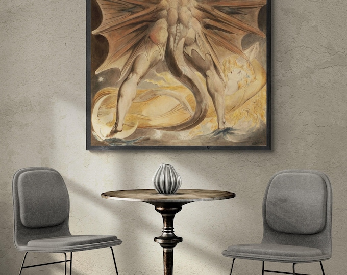 The Red Dragon Art Print: William Blake Mythical Scene - Giclee Paper or Canvas