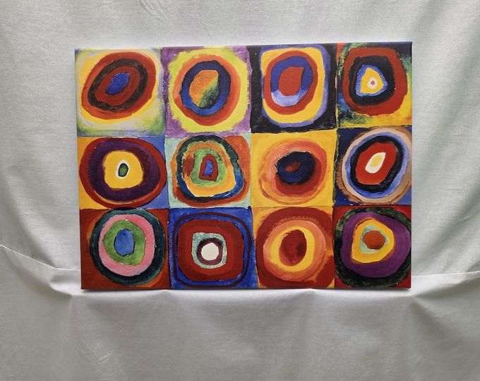 Kandinski Art Print: Color Study Squares with Circles, Textured Canvas Print