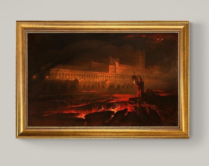 Pandemonium Painting by John Martin: Gothic Framed Canvas Giclee Reproduction