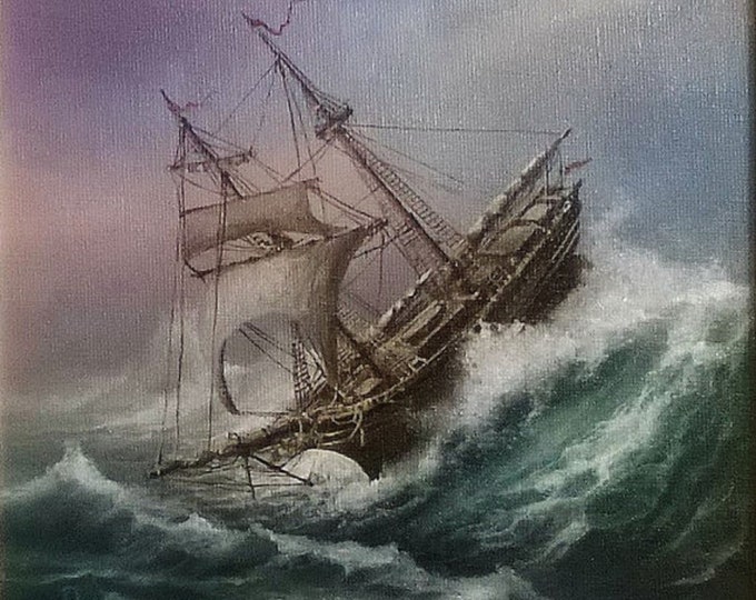 SHIP at ROUGH SEA Fine Art Print from original oil painting, Ship poster, Sailing Ship Print, Seascape Print, Seascape Decoration, Tall Ship
