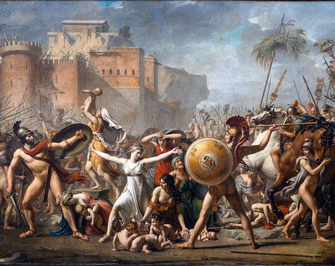 Jacques-Louis David: The Battle Between The Romans And The Sabines, Giclee Reproduction, Fineart print on Hahnemüle or museum quality poster
