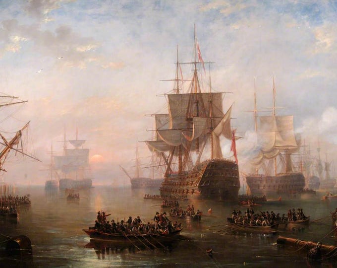 HMS Victory Giclée Art Print on Canvas: Carmichael Seascape Painting Hand-Finished brush strokes