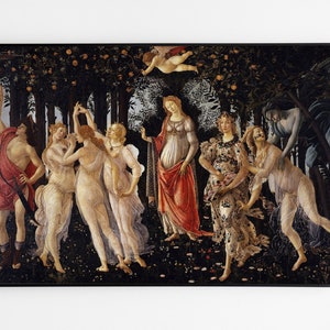 Sandro Botticelli "La Primavera" / Stampa di qualità museale su carta pesante o vera tela artistica con finitura a pennellate realistiche