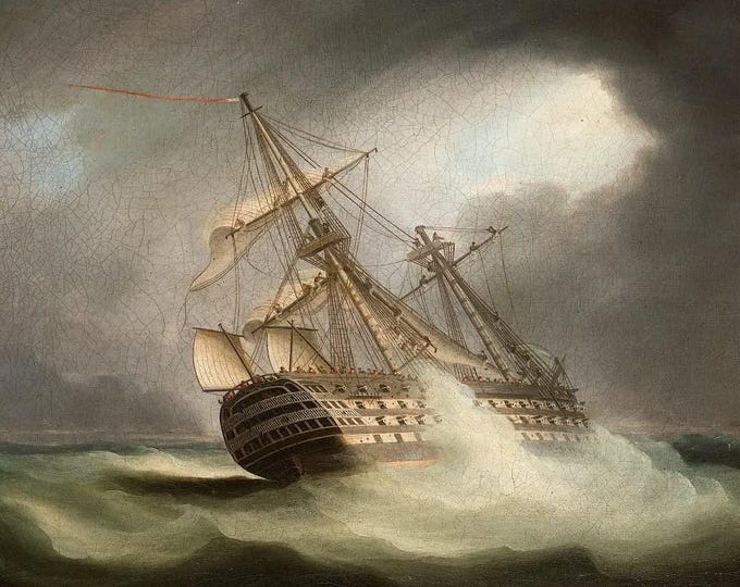 HMS Victory by James Buttersworth | Hand-Stretched Canvas Art | Premium Nautical Masterpiece | Classic Maritime Décor & Historic Ship Lovers