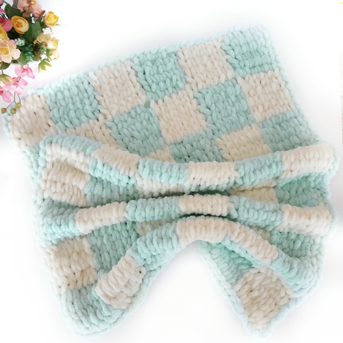 Plush Baby Blanket Handmade Baby Plush Blanket Knitted Blanket Etsy