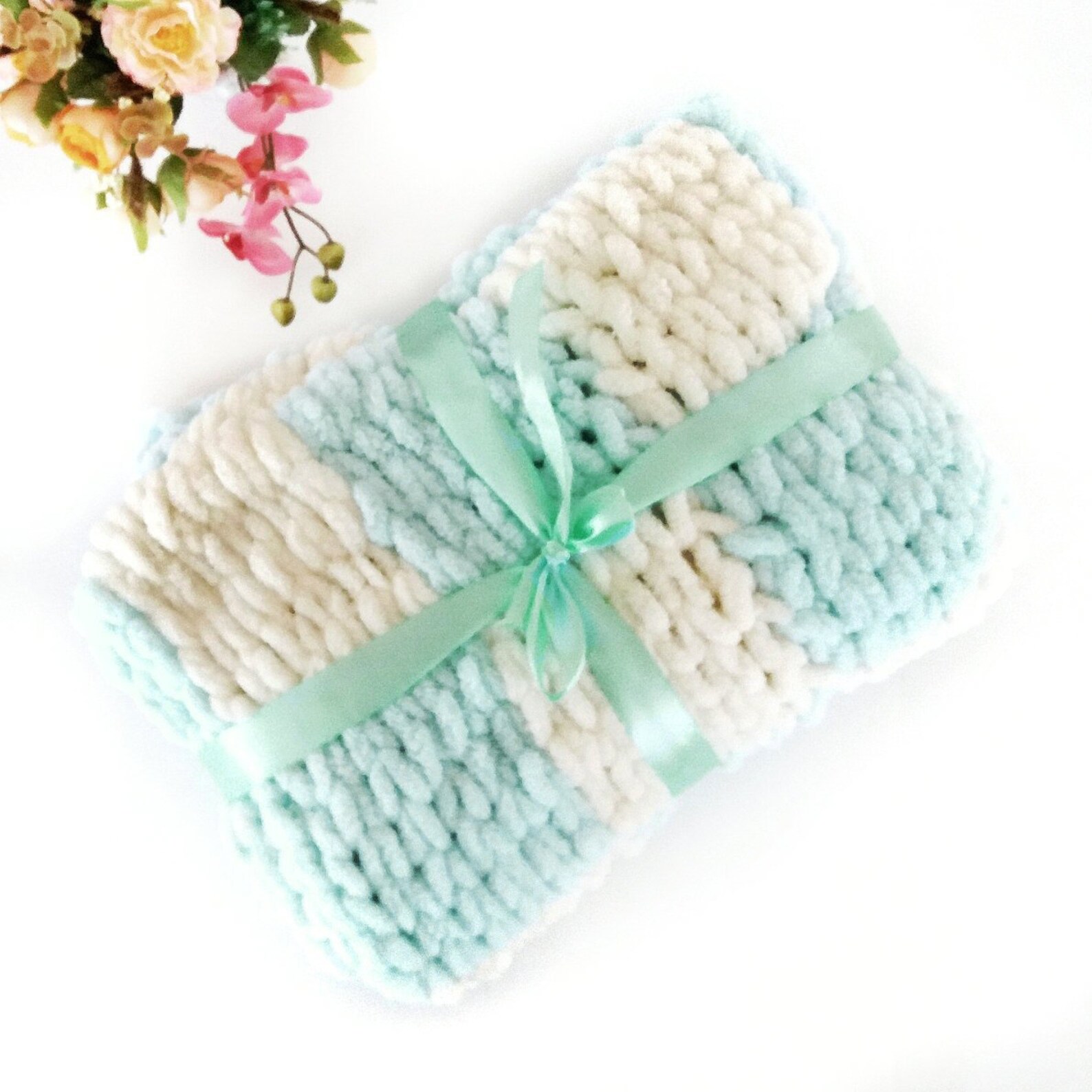 Plush Baby Blanket Handmade Baby Plush Blanket Knitted Blanket Etsy