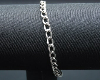 Silver brass chain bracelet for men