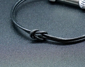 Leather men bracelet, black leather braided bracelet, unisex bracelet, thin bracelet, unisex women men jewelry