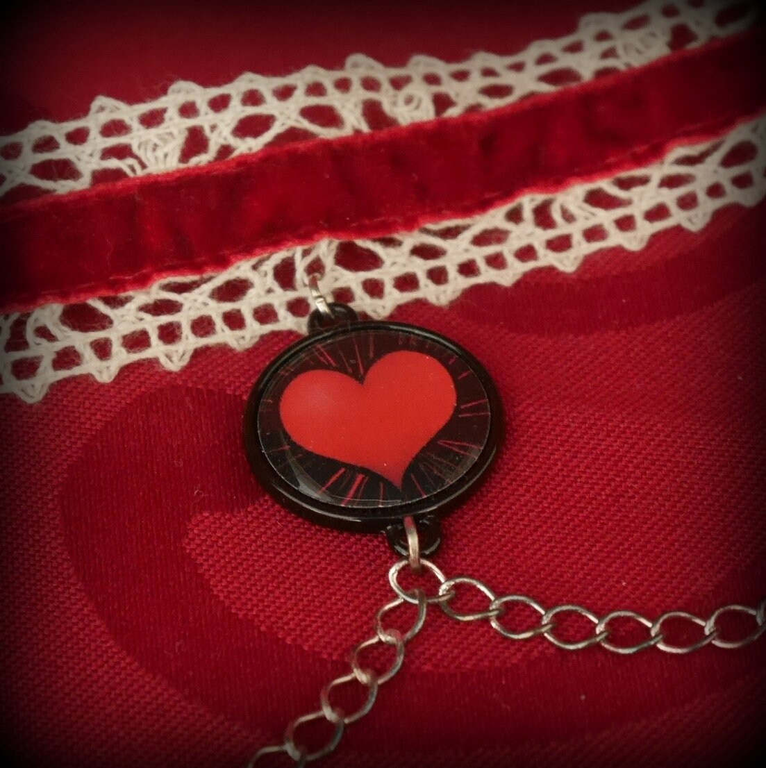 Gothic Choker Necklace White Lace and Red Velvet - Etsy