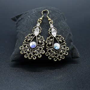 Bronze gothic earrings with crystal of swarovski image 3