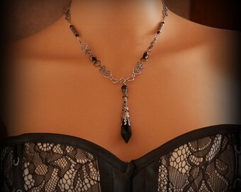 Gothic Renaissance necklace "Notre Dame" black Crystal of Swarovski